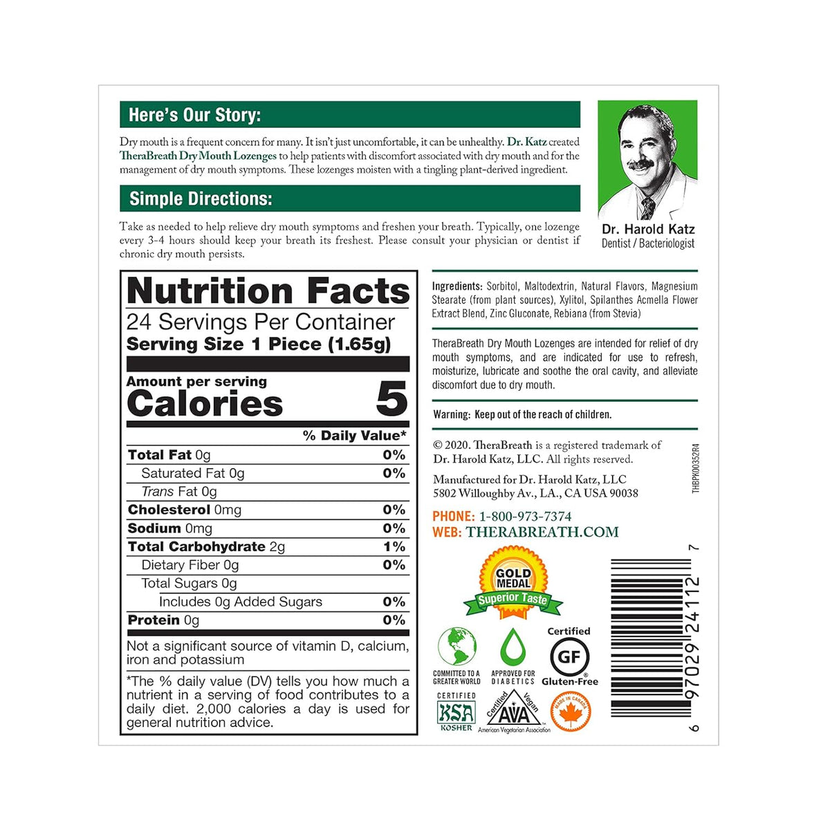 Mandarin Mint Sugar-Free Lozenges, 24 Count G9424