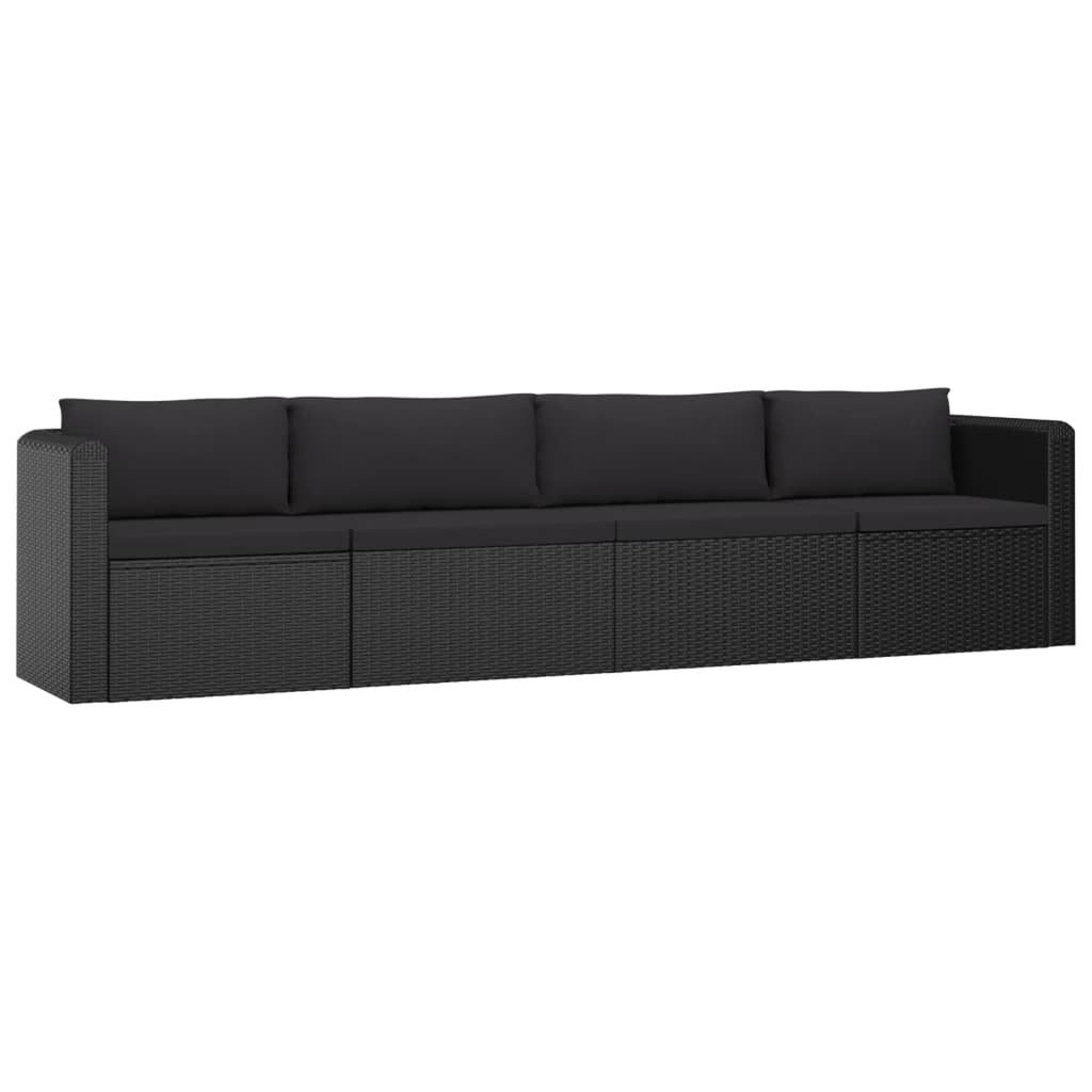 4 Piece Poly Rattan Patio Sofa Set with Cushions Black Z104
