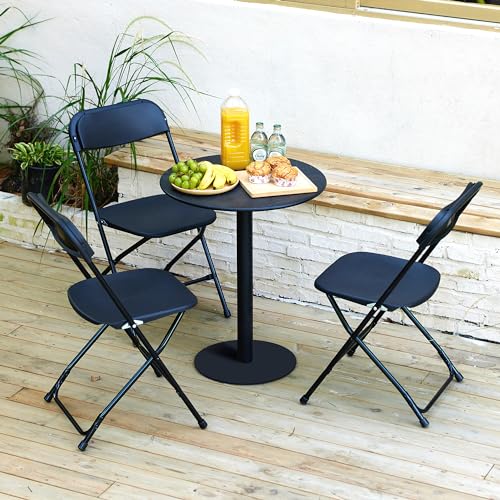 Black 10 Pack Plastic Folding Chair 350 LB Weight Capacity N536388