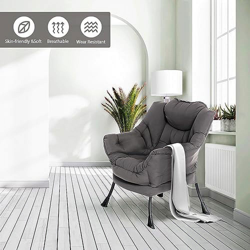 Gray Fabric High Back Lounge Chair with Armrests and Side Pocket C165598