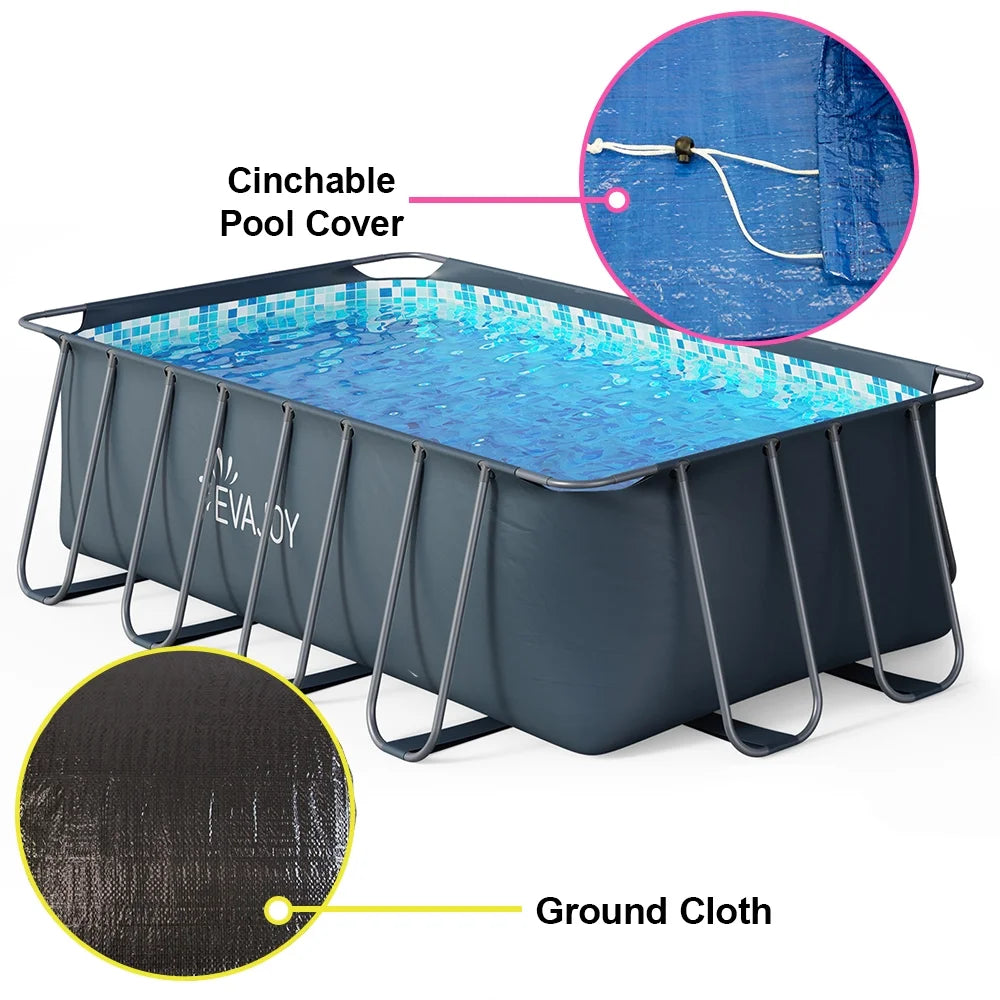14' x 7' x 48" Rectangle Metal Frame Above Ground Swimming Pool Q747