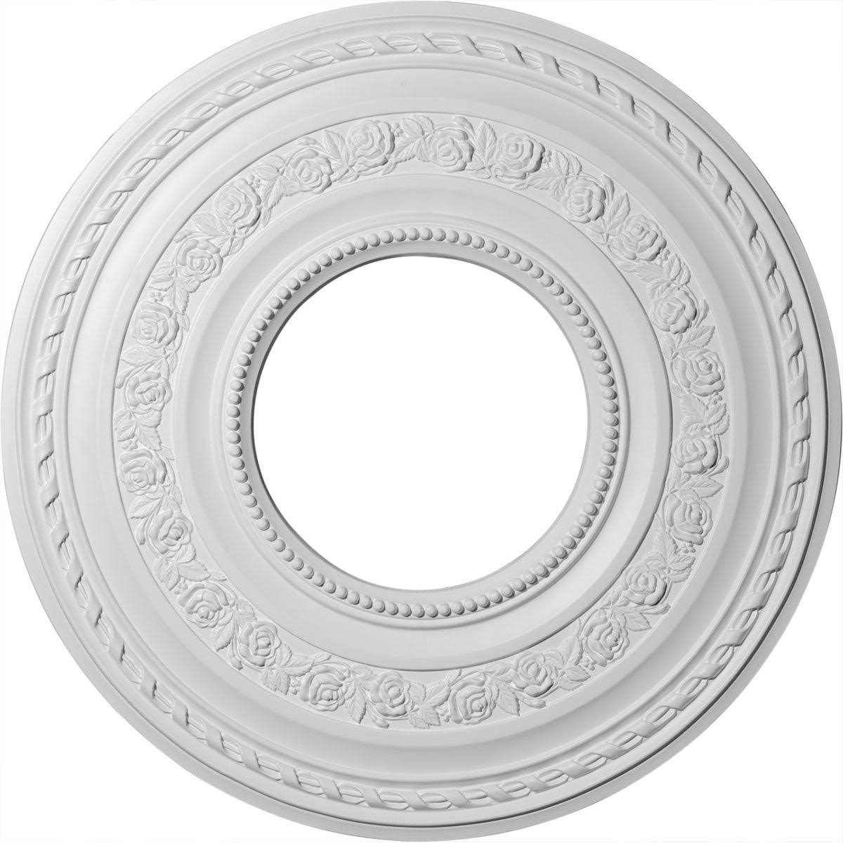 29 3/8x22OD x 11 5/8x22ID x 1 1/8x22P Hand-Painted Stone Hearth Ceiling Medallion U208