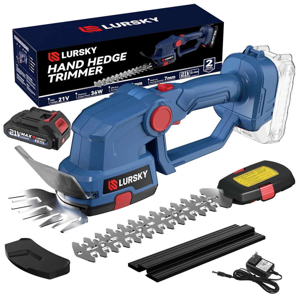 Cordless Hedge Trimmer 2-in-1 Grass Shears and Shrub Trimmer 21V Blue W826154