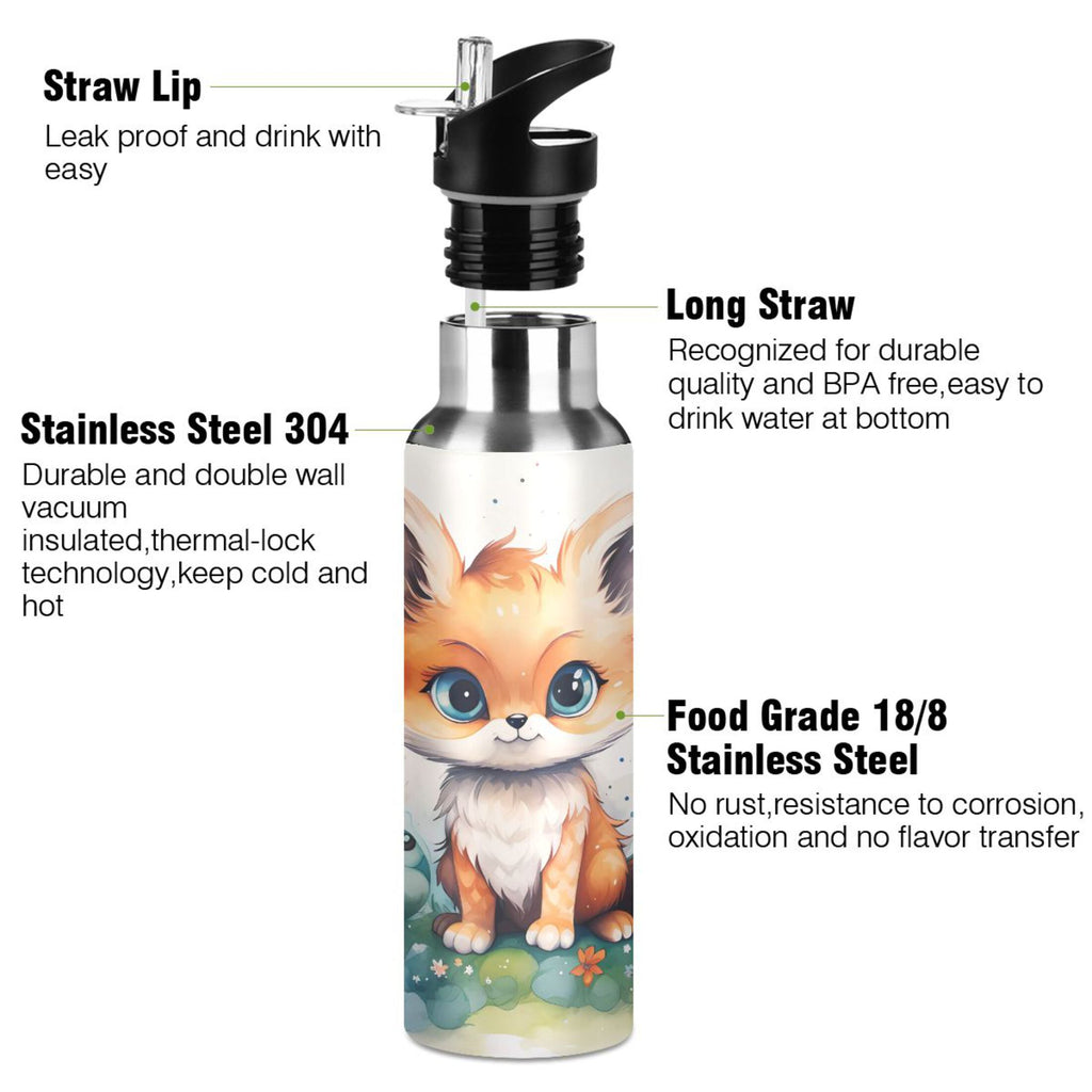 Stainless Steel Insulated Thermos Vacuum Flask Water Bottle with Straw Lid G745