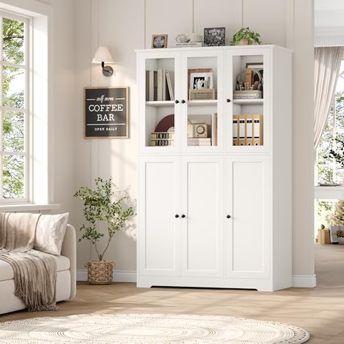 Grey 69" Tall Bookshelf with Storage Cabinet L4913