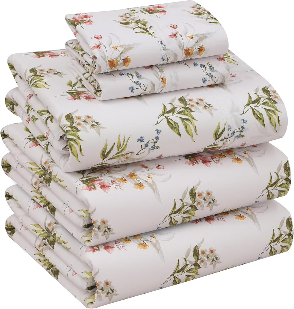 Split King 100% Cotton Percale 5-Piece Deep Pocket Sheet Set U215