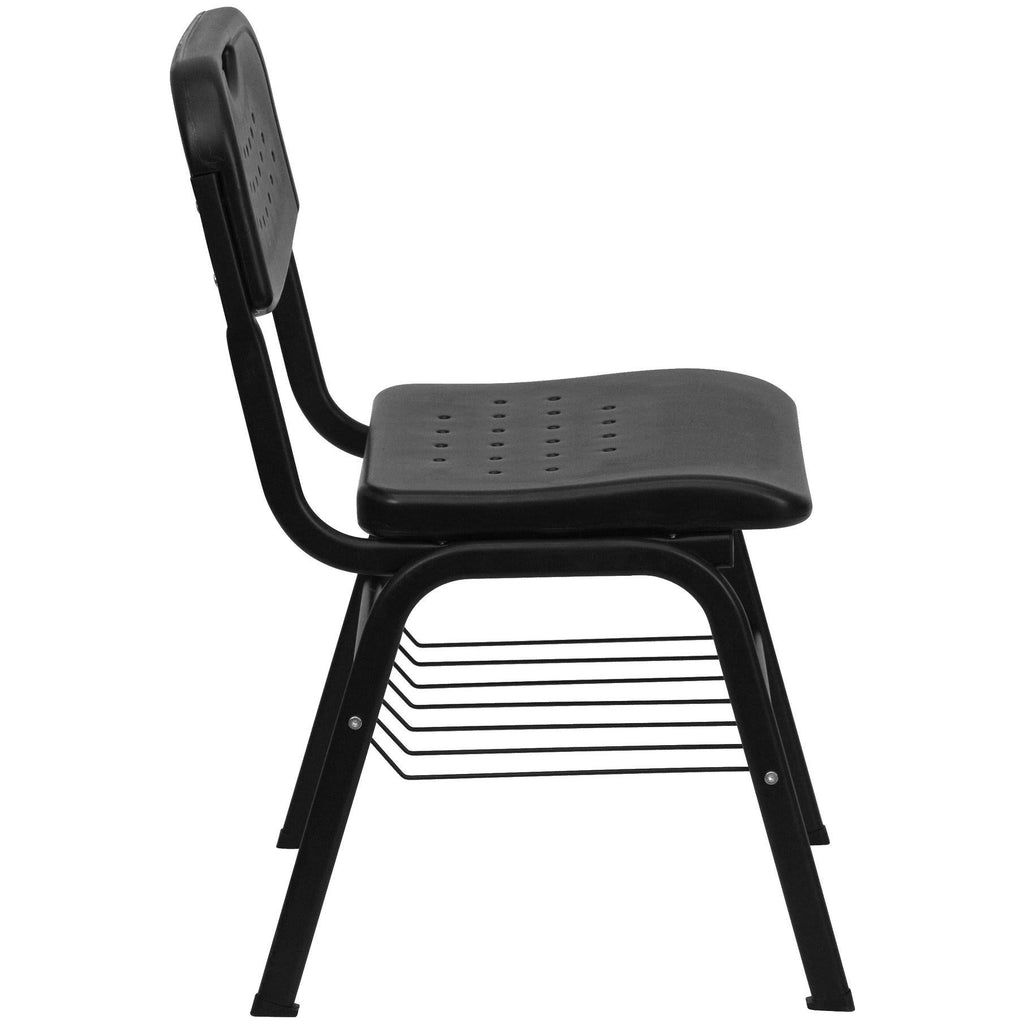 Black Frame Plastic Chair with Book Basket L690490