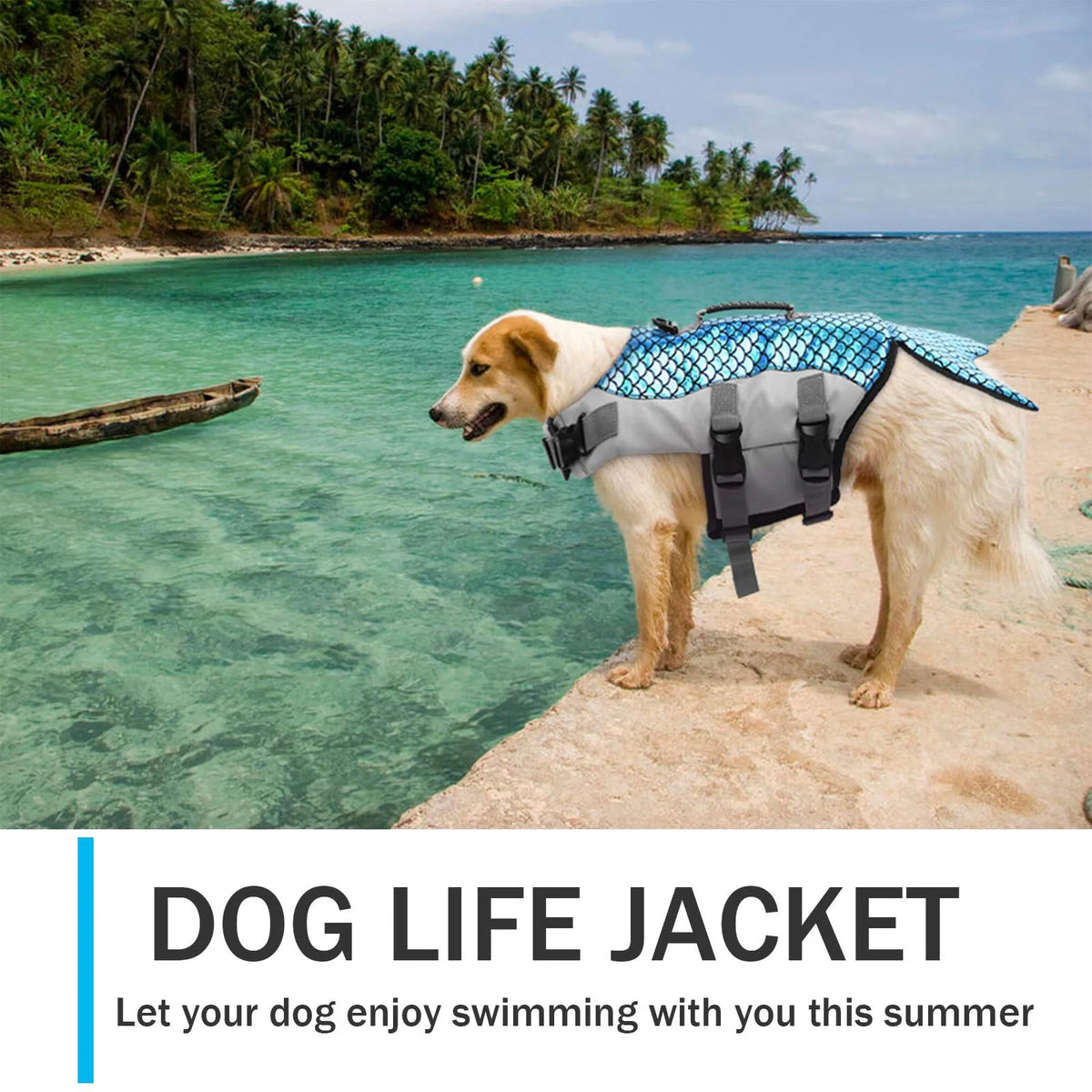 Dog Life Jacket with Rescue Handle, Reflective Adjustable Life Vest E427