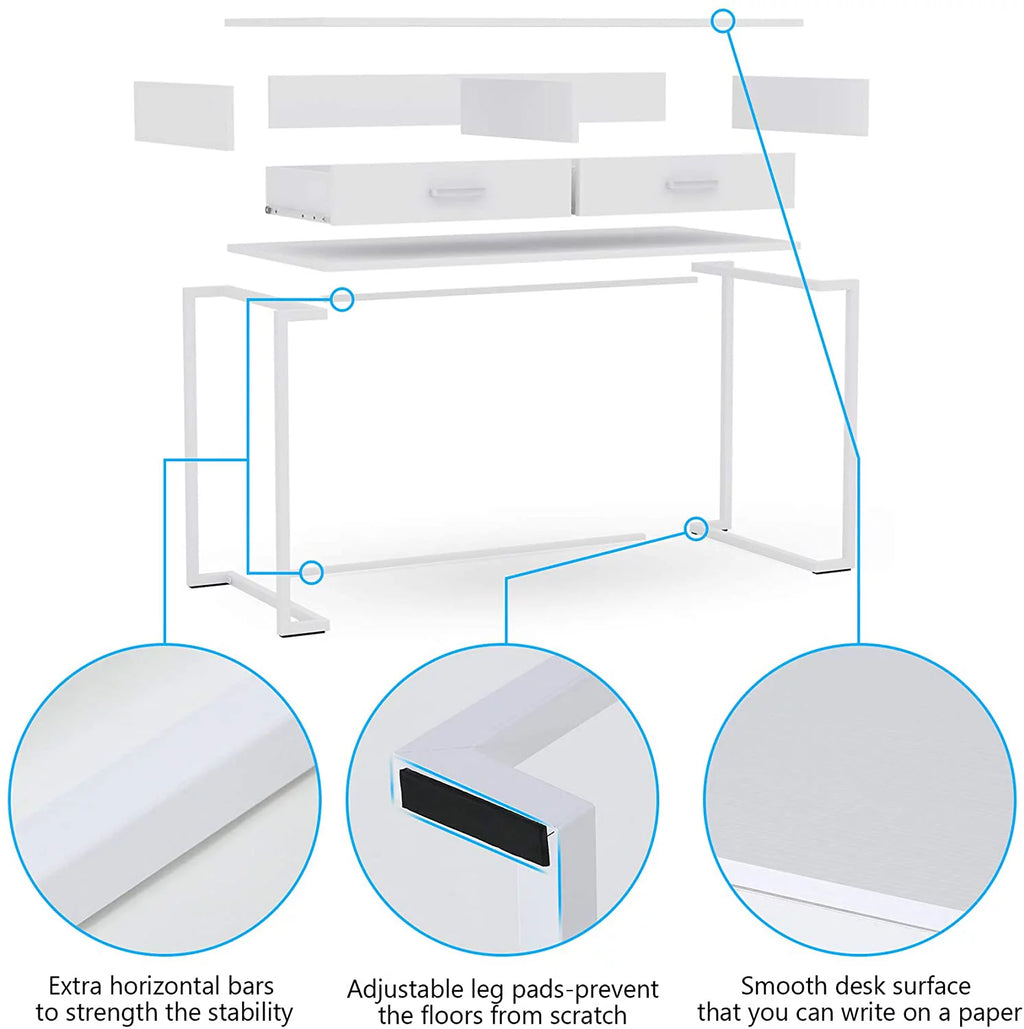 White Computer Desk with Drawers B624045