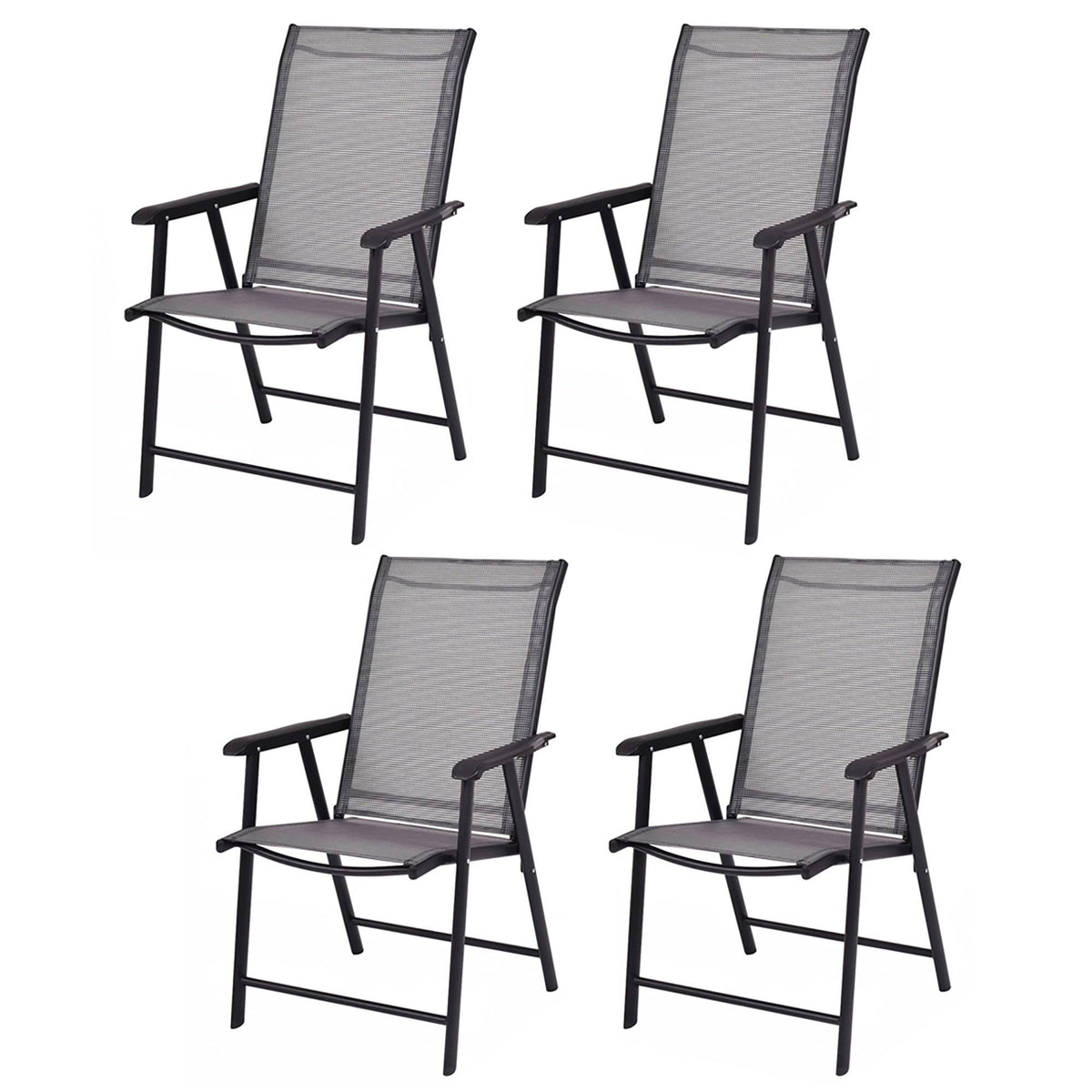Grey Set of 4 Patio Folding Chairs U1472