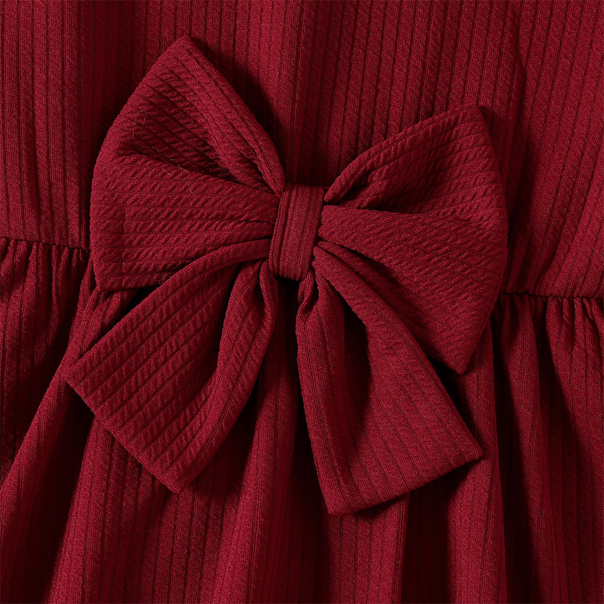 Red 3D Bowknot Long Sleeve Dress T860508