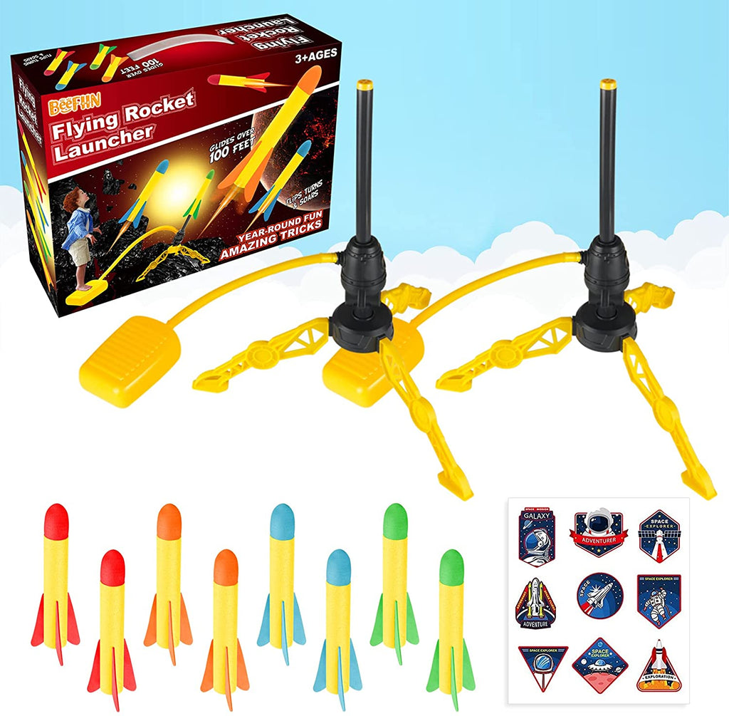 Terra Toy Rocket Launcher, 2 Launchers & 8 Foam Rockets, Outdoor Toy X75370