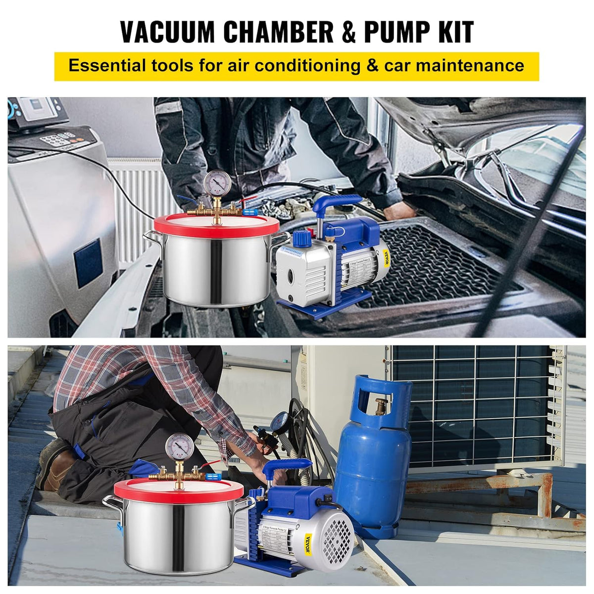 3CFM Single Stage 1/4HP Vacuum Pump with 1 Gallon Vacuum Degassing Chamber M643409