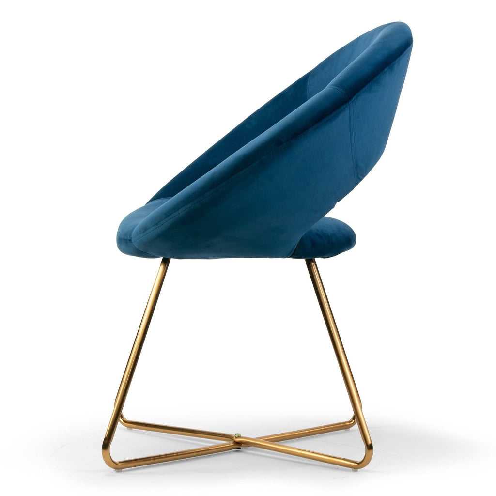 Blue Velvet Dining Chair with Metal Legs Y30369
