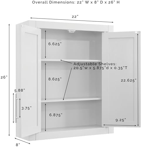 White Wall Mounted Bathroom Storage Medicine Cabinet with Shelves F655