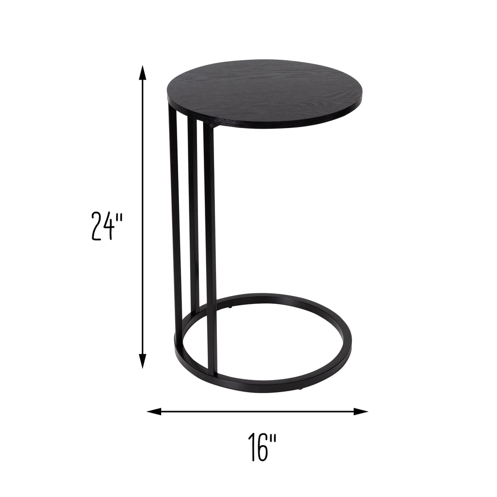 Black Wood and Metal Round End Table V290188