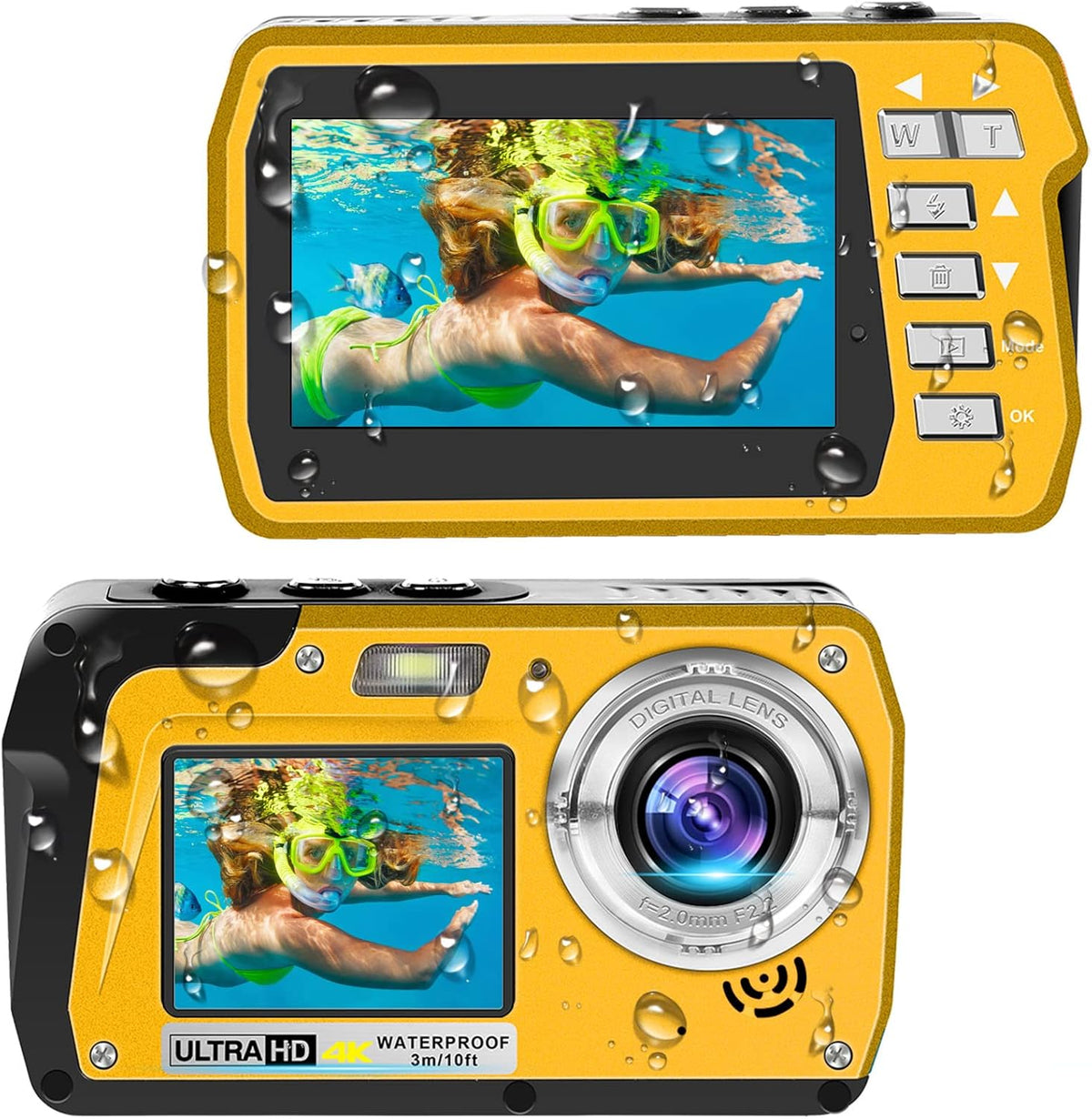 4K30FPS 56MP Dual Screens Waterproof Digital Camera, Pack of 2 I814
