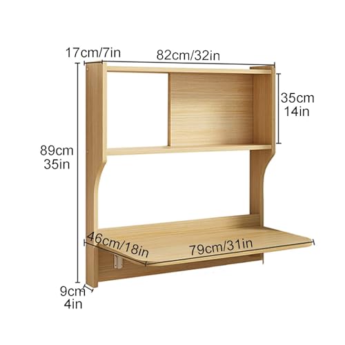 Brown Wall Mounted Drop-Leaf Table with Storage Shelves R160621