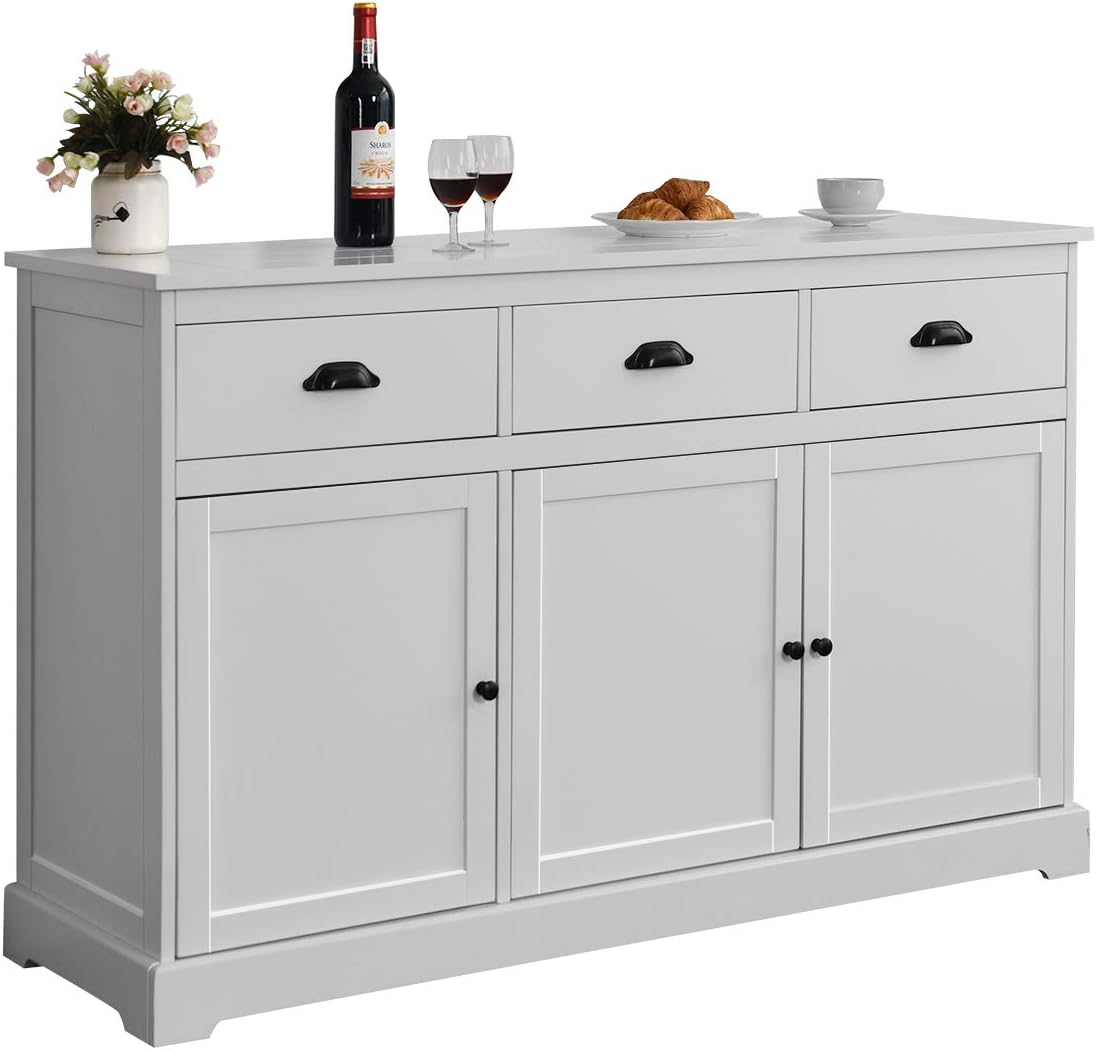 White Sideboard with 2 Cabinets and 3 Drawers W640187