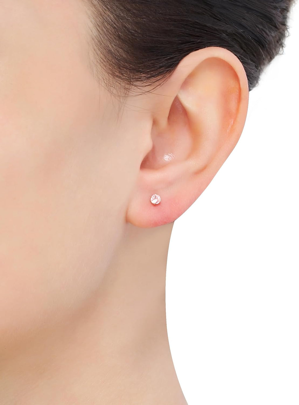 14K Gold 3mm Pink CZ Ear Piercing Kit U38209