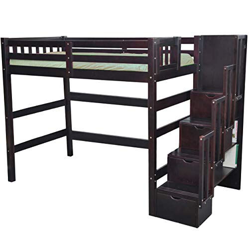 Natural Twin Loft Bed with Storage Q166469