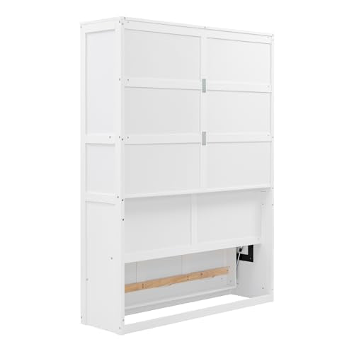 White Queen Murphy Wall Bed with Cushion J340