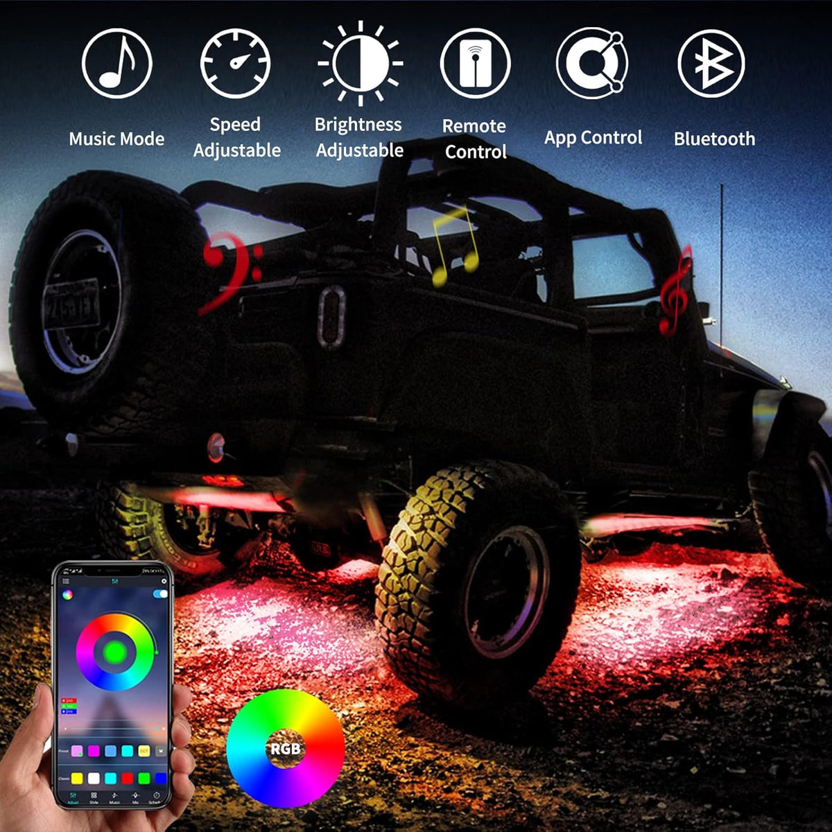 RGB LED Rock Lights 10 Pods W9689