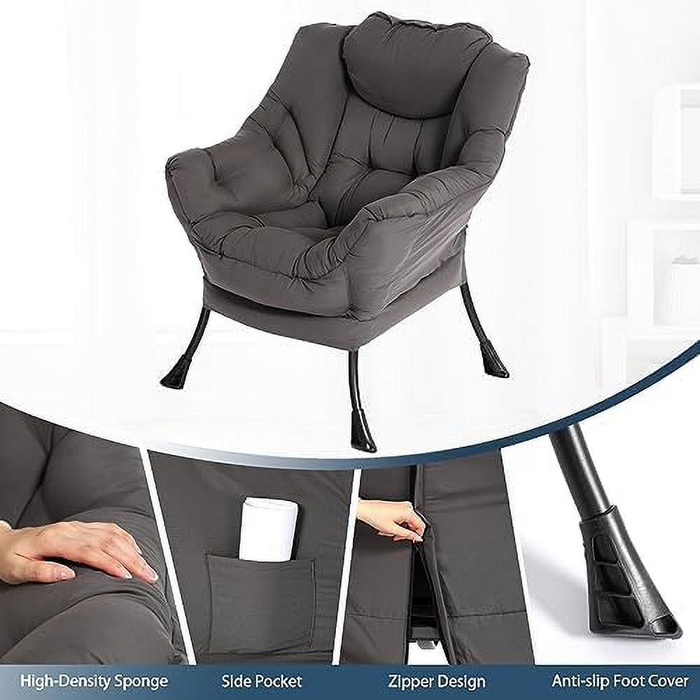 Gray Fabric High Back Lounge Chair with Armrests and Side Pocket C165598