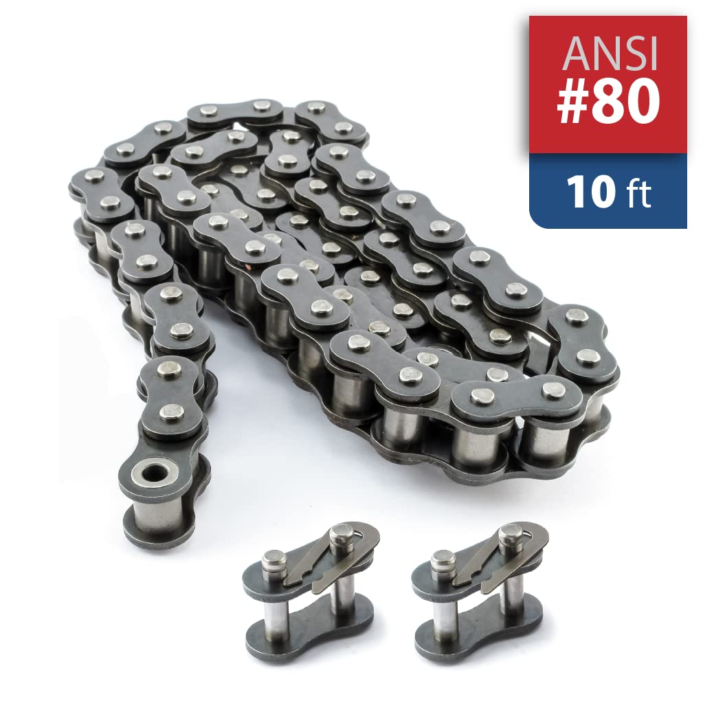 80 Roller Chain 10 Feet Carbon Steel Y959124