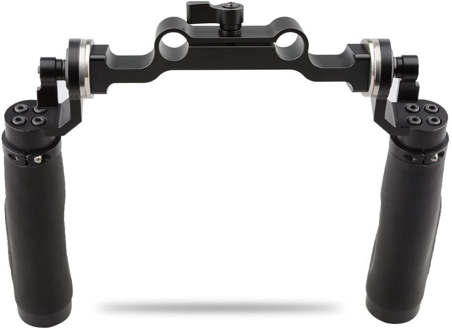 Leather Handle 15mm Rod Shoulder Mount Rig with Rosette Standard Accessory for DSLR (Black, M6 Thread, 31.8 mm) V5986