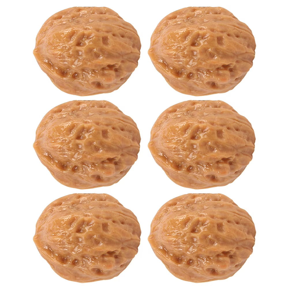 6 Pcs Miniature Artificial Fruit Nuts Decorations N2390