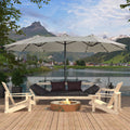 15ft Outdoor Solar Umbrella with 36 LED Patio Double-Sided Umbrella with Crank, Air-Vented Canopy, Base Included (Beige) E775649
