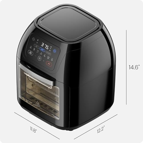 Black 10L Digital Air Fryer with Rotisserie Y593