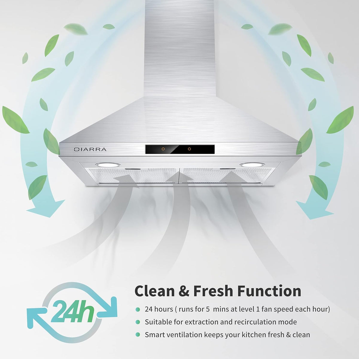30 inch 450 CFM Convertible Wall Mount Stainless Steel Range Hood H226
