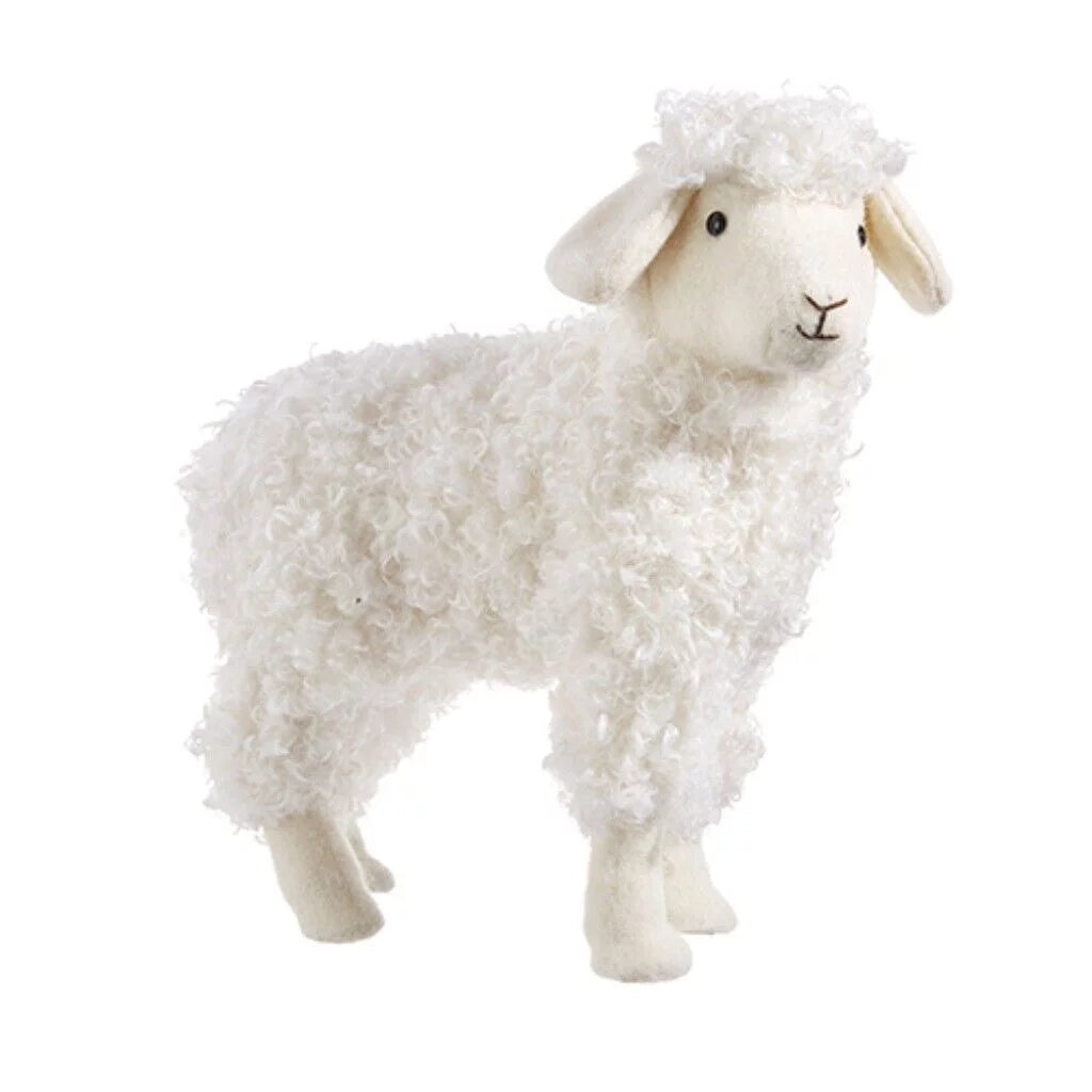 White Sheep Lamb Statue Figurine 12.5 x 14 Inch B354
