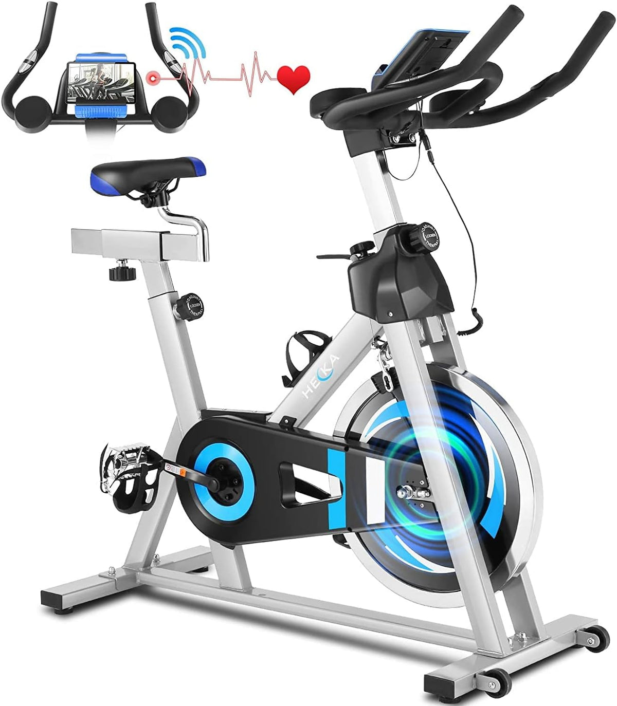 Indoor Stationary Bike with 45lbs Flywheel and Adjustable Resistance I811757