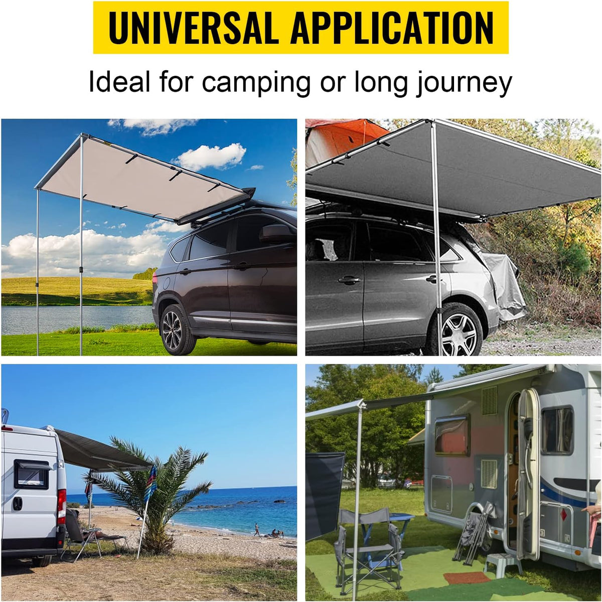 6.6'x8.2' Waterproof UV50+ Retractable Car Side Awning with Carry Bag R9260