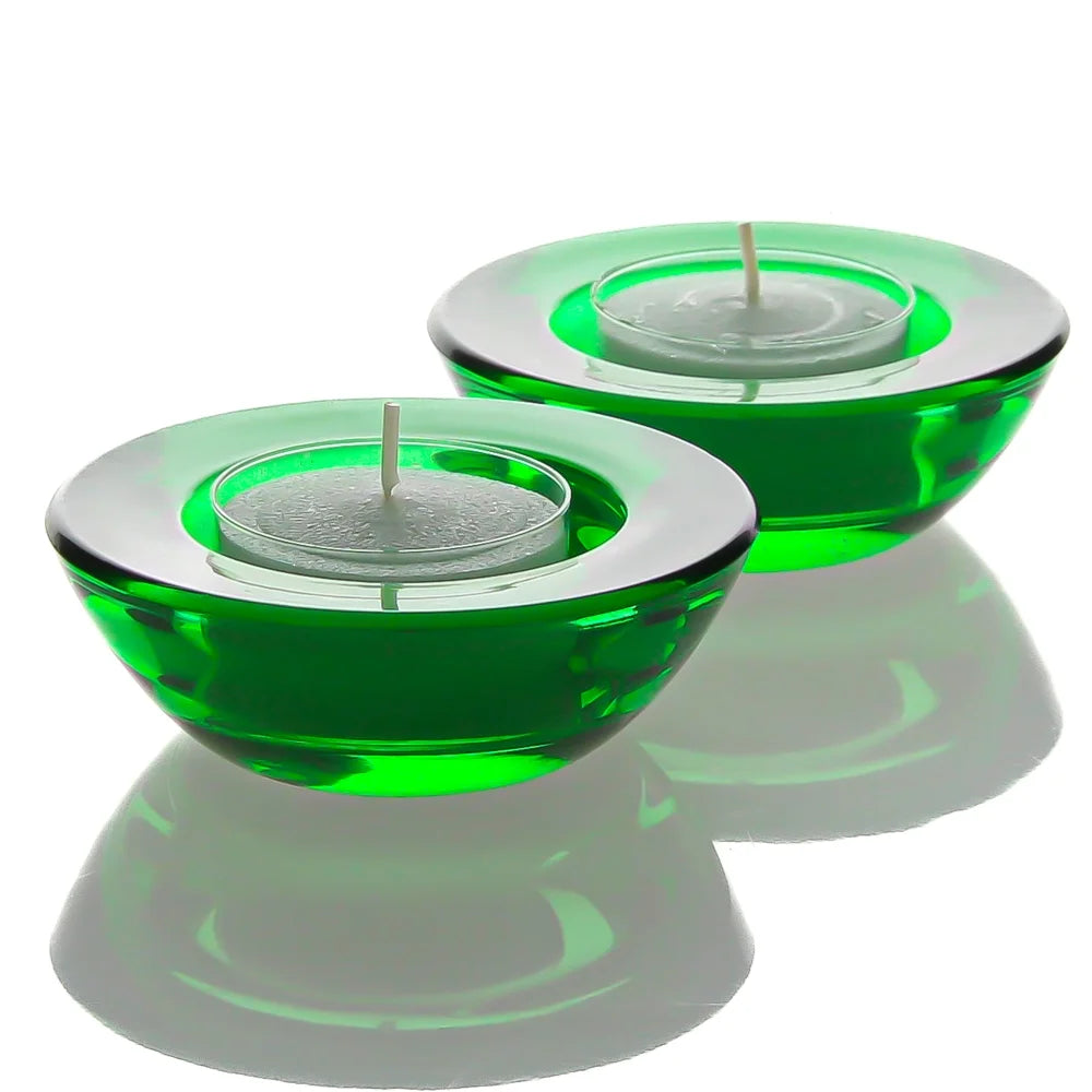 Chunky Tealight Candle Holder Green Set of 12 X392081