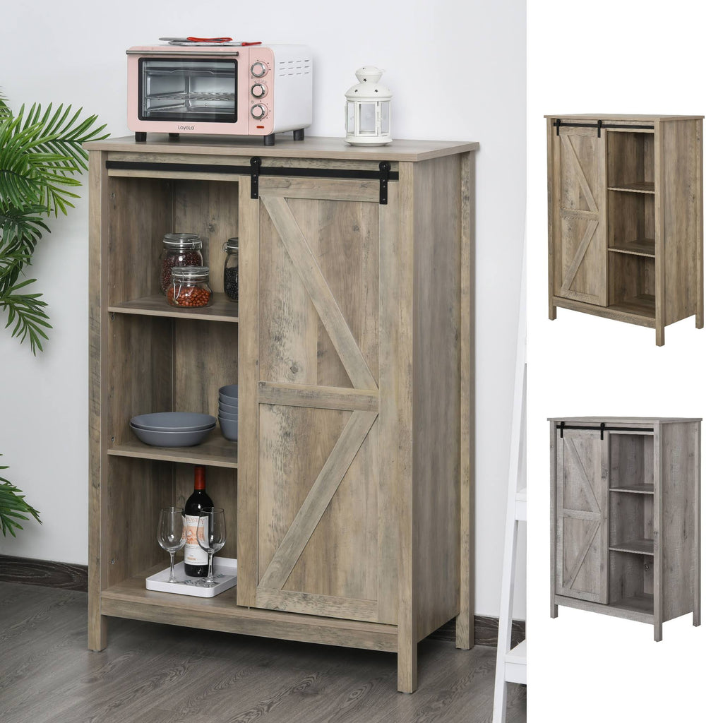 Rustic 3-Tier Storage Cabinet with Barn Door D147188