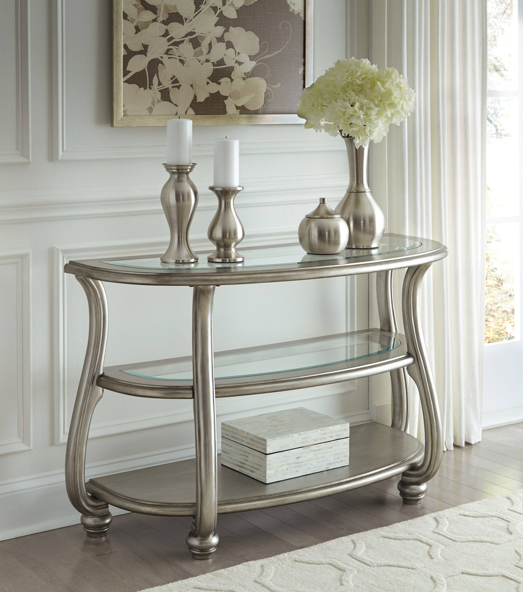 Silver Glass Accent Console Table J70518
