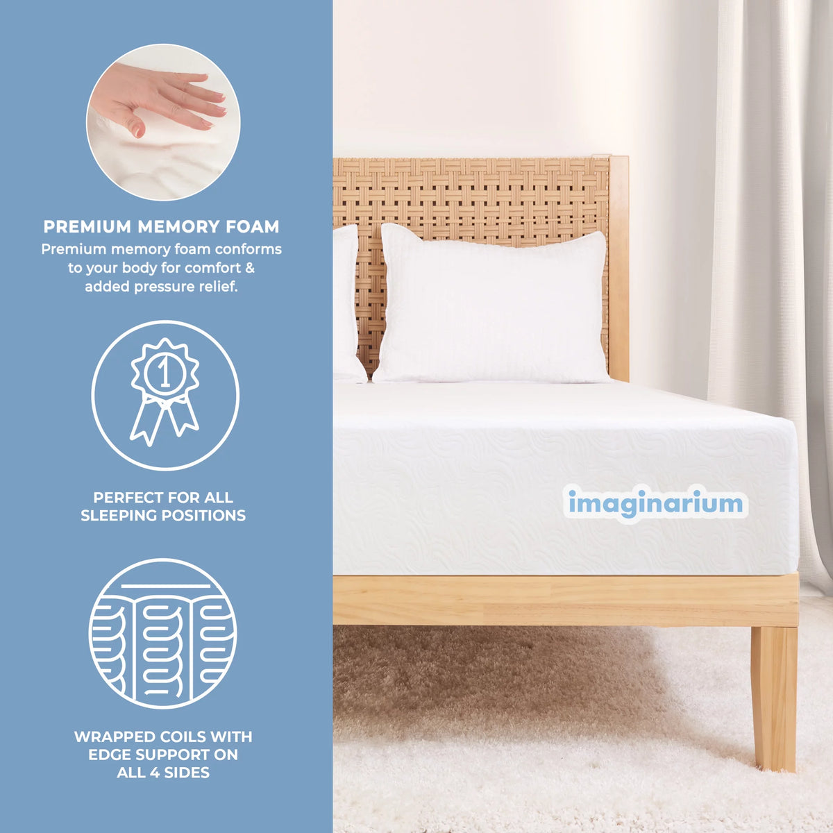 10 Hybrid Memory Foam and Coils Mattress with Antimicrobial Cover, Twin X751