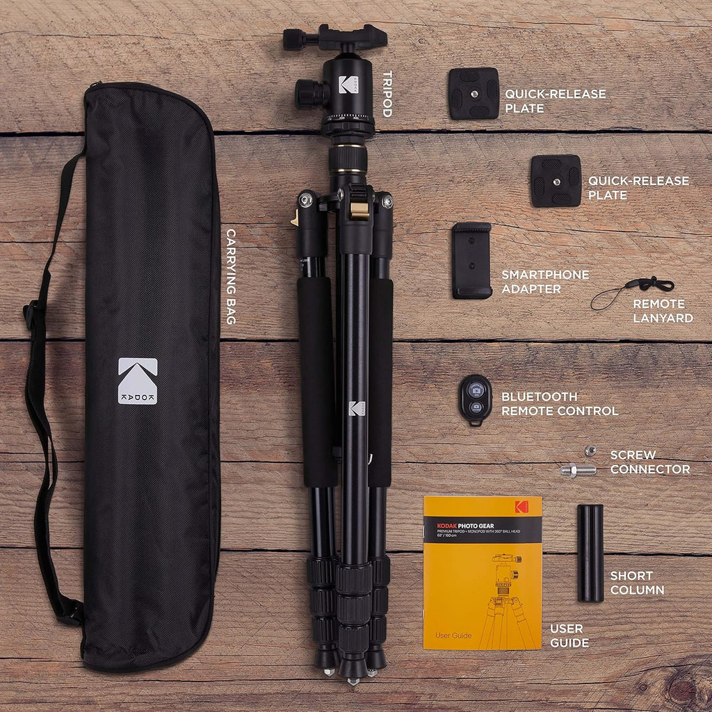 63” Tripod & Monopod with 360° Ball Head Aluminum Camera Stand N828267