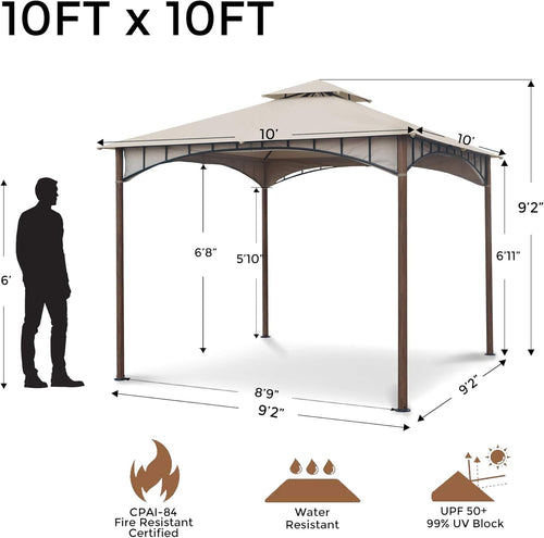 10x10 Waterproof Steel Gazebo (Beige) T171