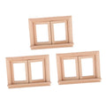 3 Pieces 1/12 Dollhouse DIY Unpainted 2-Pane Window Frame U4917