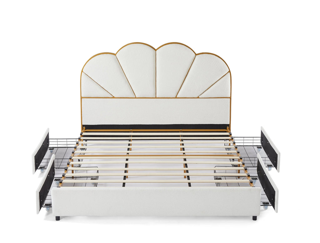 King Size Bed Frame with Drawer - White E3749