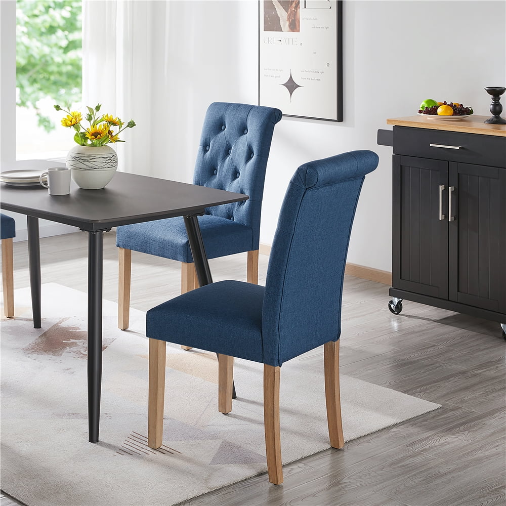 Blue Fabric Upholstered Dining Chair Set of 2 D521708