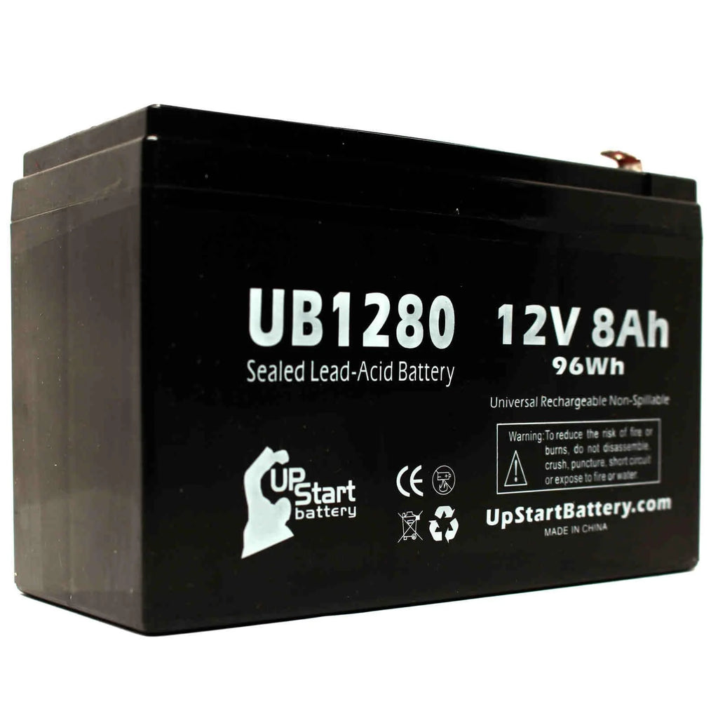 Replacement Sealed Lead Acid Battery (12V, 8Ah, 8000mAh, F1 Terminal, AGM, SLA) with TWO F1 to F2 Terminal Adapters C31048