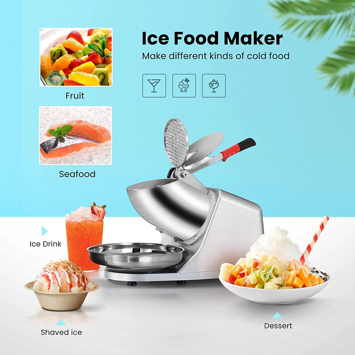 4 Blades Electric Ice Crusher Shaver Snow Cone Maker Machine J99781