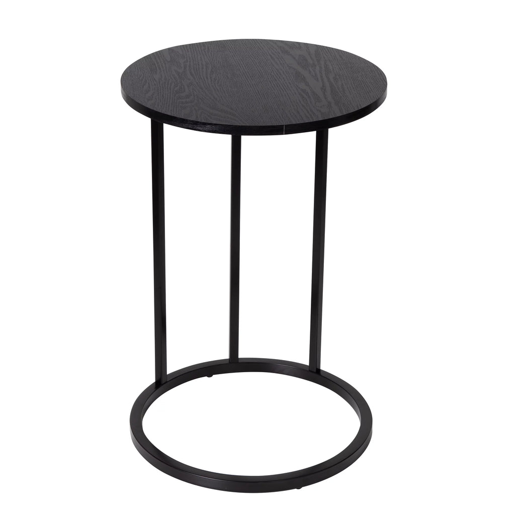 Black Wood and Metal Round End Table V290188