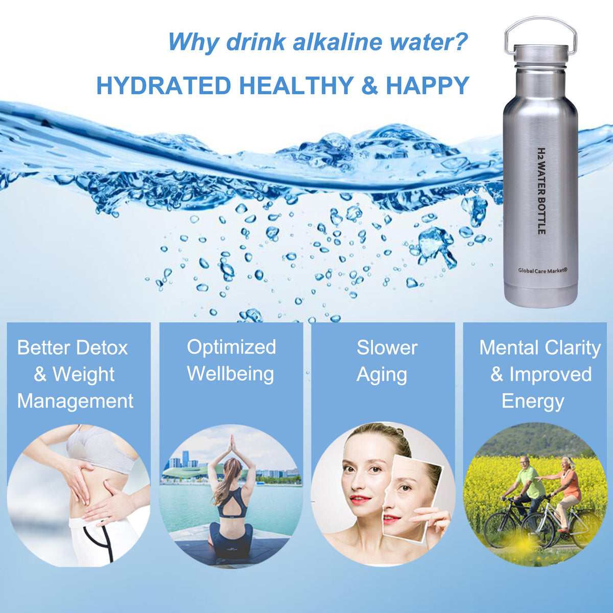 Insulated Stainless Steel Hydrogen Water Bottle with Filter R47731